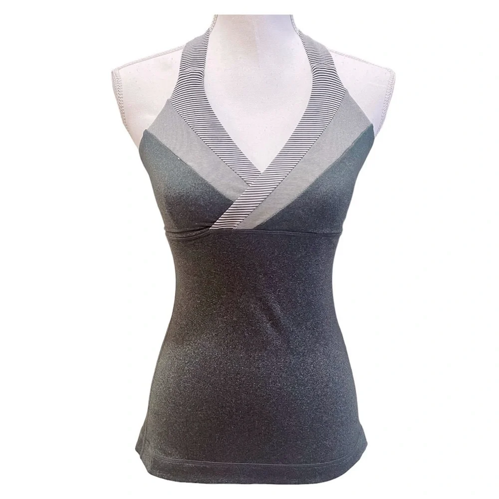 Lululemon Gray Stripe Athletic Tank Top Size 4